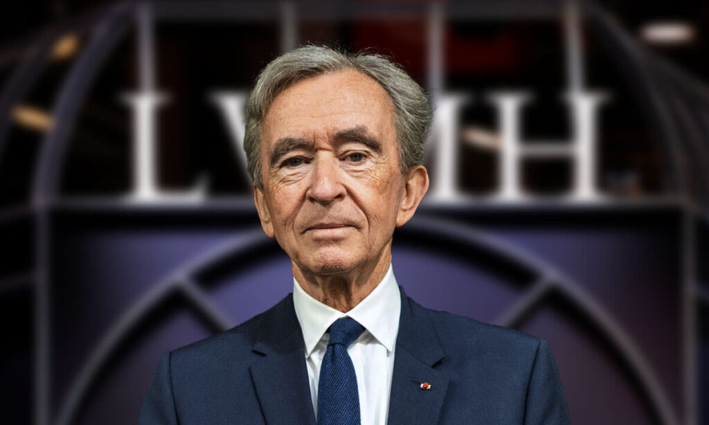 Retrato del empresario Bernard Arnault fundador de Louis Vuitton hasta Dom Pérignon